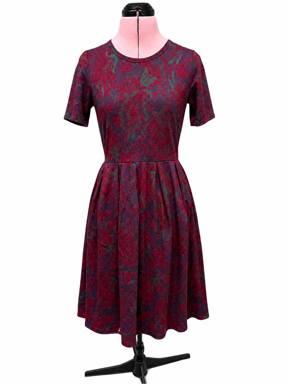 Plum Floral Fit & Flare Dress